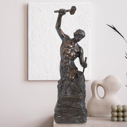 Bronze Self Made Man Sculpture to Upgrade Your Decor – Our Handcrafted 18.5'' Height Bronze Figure Statue is Perfect for Any Home or Office
